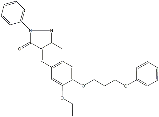 4-[3-ethoxy-4-(3-phenoxypropoxy)benzylidene]-5-methyl-2-phenyl-2,4-dihydro-3H-pyrazol-3-one 化学構造式