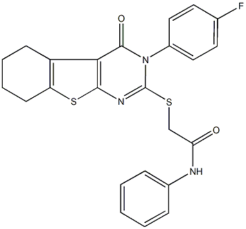 2-{[3-(4-fluorophenyl)-4-oxo-3,4,5,6,7,8-hexahydro[1]benzothieno[2,3-d]pyrimidin-2-yl]sulfanyl}-N-phenylacetamide Structure