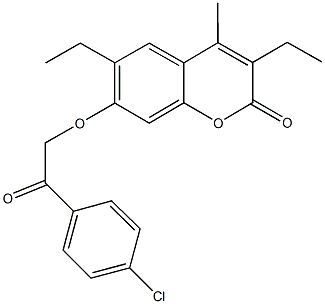 7-[2-(4-chlorophenyl)-2-oxoethoxy]-3,6-diethyl-4-methyl-2H-chromen-2-one Struktur