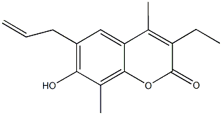 6-allyl-3-ethyl-7-hydroxy-4,8-dimethyl-2H-chromen-2-one,496969-44-9,结构式