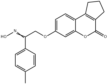 7-[2-(hydroxyimino)-2-(4-methylphenyl)ethoxy]-2,3-dihydrocyclopenta[c]chromen-4(1H)-one Struktur