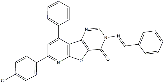 3-(benzylideneamino)-7-(4-chlorophenyl)-9-phenylpyrido[3',2':4,5]furo[3,2-d]pyrimidin-4(3H)-one 结构式