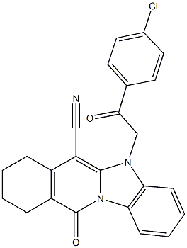 5-[2-(4-chlorophenyl)-2-oxoethyl]-11-oxo-5,7,8,9,10,11-hexahydrobenzimidazo[1,2-b]isoquinoline-6-carbonitrile,496970-30-0,结构式