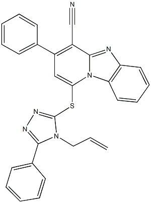 1-[(4-allyl-5-phenyl-4H-1,2,4-triazol-3-yl)sulfanyl]-3-phenylpyrido[1,2-a]benzimidazole-4-carbonitrile Struktur