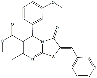 methyl 5-(3-methoxyphenyl)-7-methyl-3-oxo-2-(3-pyridinylmethylene)-2,3-dihydro-5H-[1,3]thiazolo[3,2-a]pyrimidine-6-carboxylate 化学構造式