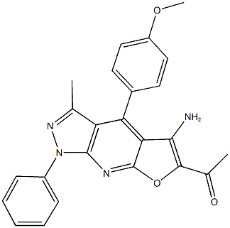 1-[5-amino-4-(4-methoxyphenyl)-3-methyl-1-phenyl-1H-furo[2,3-b]pyrazolo[4,3-e]pyridin-6-yl]ethanone|