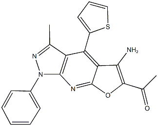 1-[5-amino-3-methyl-1-phenyl-4-(2-thienyl)-1H-furo[2,3-b]pyrazolo[4,3-e]pyridin-6-yl]ethanone Structure