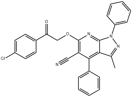 496970-68-4 6-[2-(4-chlorophenyl)-2-oxoethoxy]-3-methyl-1,4-diphenyl-1H-pyrazolo[3,4-b]pyridine-5-carbonitrile