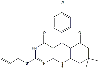 496970-72-0 2-(allylthio)-5-(4-chlorophenyl)-8,8-dimethyl-5,8,9,10-tetrahydropyrimido[4,5-b]quinoline-4,6(3H,7H)-dione