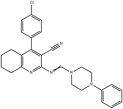 4-(4-chlorophenyl)-2-{[(4-phenyl-1-piperazinyl)methylene]amino}-5,6,7,8-tetrahydro-3-quinolinecarbonitrile,496970-87-7,结构式