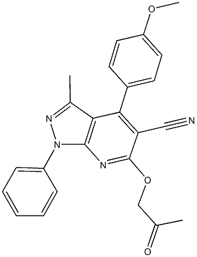 496971-22-3 4-(4-methoxyphenyl)-3-methyl-6-(2-oxopropoxy)-1-phenyl-1H-pyrazolo[3,4-b]pyridine-5-carbonitrile