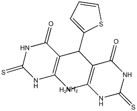 6-amino-5-[(6-amino-4-oxo-2-thioxo-1,2,3,4-tetrahydropyrimidin-5-yl)(thien-2-yl)methyl]-2-thioxo-2,3-dihydropyrimidin-4(1H)-one Structure
