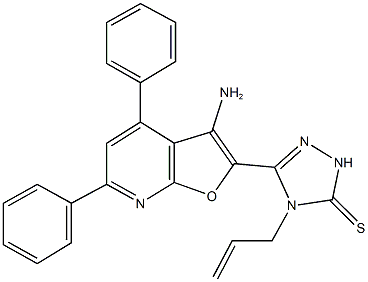 4-allyl-5-(3-amino-4,6-diphenylfuro[2,3-b]pyridin-2-yl)-2,4-dihydro-3H-1,2,4-triazole-3-thione 化学構造式
