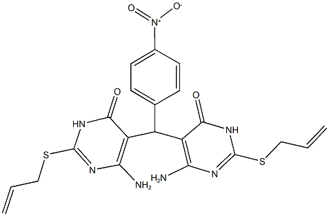 2-(allylsulfanyl)-5-([2-(allylsulfanyl)-4-amino-6-oxo-1,6-dihydro-5-pyrimidinyl]{4-nitrophenyl}methyl)-6-amino-4(3H)-pyrimidinone,496971-61-0,结构式
