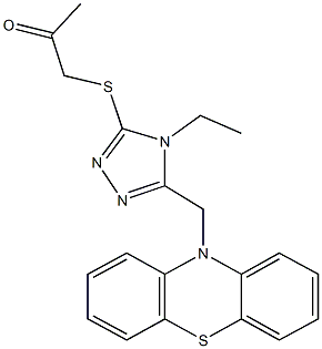 1-{[4-ethyl-5-(10H-phenothiazin-10-ylmethyl)-4H-1,2,4-triazol-3-yl]sulfanyl}acetone 化学構造式