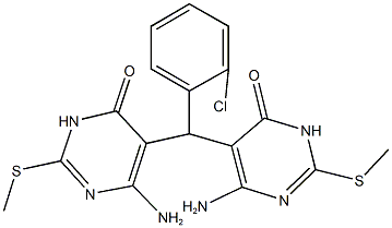 6-amino-5-[[4-amino-2-(methylsulfanyl)-6-oxo-1,6-dihydro-5-pyrimidinyl](2-chlorophenyl)methyl]-2-(methylsulfanyl)-4(3H)-pyrimidinone,496971-91-6,结构式