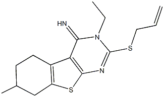 2-(allylsulfanyl)-3-ethyl-7-methyl-5,6,7,8-tetrahydro[1]benzothieno[2,3-d]pyrimidin-4(3H)-imine,496972-07-7,结构式