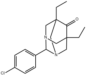 2-(4-chlorophenyl)-5,7-diethyl-1,3-diazatricyclo[3.3.1.1~3,7~]decan-6-one,497057-70-2,结构式