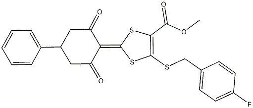 methyl 2-(2,6-dioxo-4-phenylcyclohexylidene)-5-[(4-fluorobenzyl)sulfanyl]-1,3-dithiole-4-carboxylate Structure