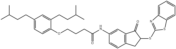 N-[2-(1,3-benzothiazol-2-ylsulfanyl)-3-oxo-2,3-dihydro-1H-inden-5-yl]-4-(2,4-diisopentylphenoxy)butanamide Structure