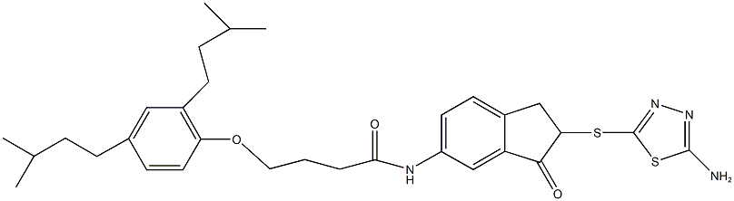 N-{2-[(5-amino-1,3,4-thiadiazol-2-yl)sulfanyl]-3-oxo-2,3-dihydro-1H-inden-5-yl}-4-(2,4-diisopentylphenoxy)butanamide,497058-68-1,结构式
