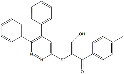 (5-hydroxy-3,4-diphenylthieno[2,3-c]pyridazin-6-yl)(4-methylphenyl)methanone 化学構造式