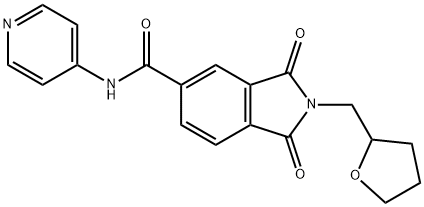 1,3-二氧代-2-[(氧杂环戊烷-2-基)甲基]-N-(吡啶-4-基)-2,3-二氢-1H-异吲哚-5-甲酰胺,497062-81-4,结构式