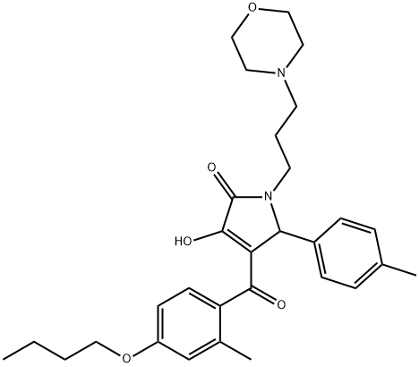 4-(4-butoxy-2-methylbenzoyl)-3-hydroxy-5-(4-methylphenyl)-1-(3-morpholin-4-ylpropyl)-1,5-dihydro-2H-pyrrol-2-one 结构式