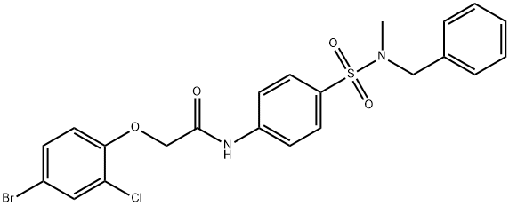 N-(4-{[benzyl(methyl)amino]sulfonyl}phenyl)-2-(4-bromo-2-chlorophenoxy)acetamide 化学構造式