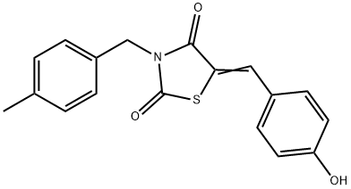 5-(4-hydroxybenzylidene)-3-(4-methylbenzyl)-1,3-thiazolidine-2,4-dione Structure