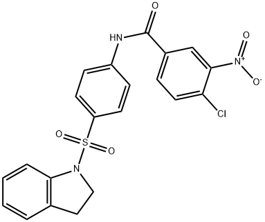 4-chloro-N-[4-(2,3-dihydro-1H-indol-1-ylsulfonyl)phenyl]-3-nitrobenzamide 结构式