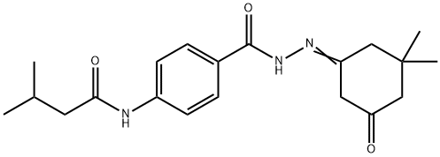 N-(4-{[2-(3,3-dimethyl-5-oxocyclohexylidene)hydrazino]carbonyl}phenyl)-3-methylbutanamide Structure