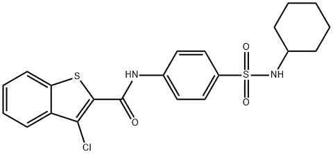 3-chloro-N-{4-[(cyclohexylamino)sulfonyl]phenyl}-1-benzothiophene-2-carboxamide 结构式