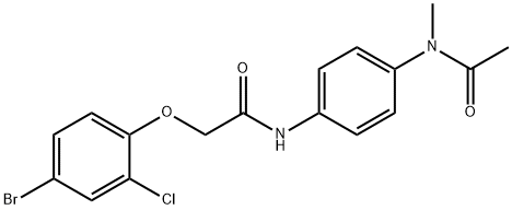 N-{4-[acetyl(methyl)amino]phenyl}-2-(4-bromo-2-chlorophenoxy)acetamide 结构式