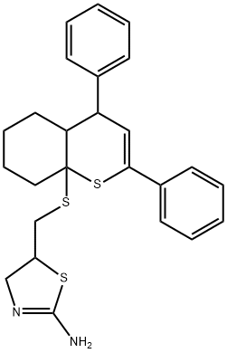 5-{[(2,4-diphenyl-4,4a,5,6,7,8-hexahydro-8aH-thiochromen-8a-yl)sulfanyl]methyl}-4,5-dihydro-1,3-thiazol-2-amine,497164-94-0,结构式
