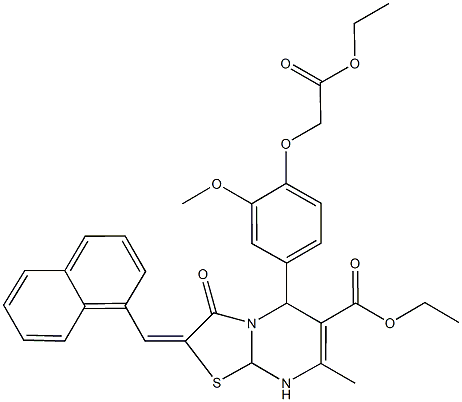 ethyl 5-[4-(2-ethoxy-2-oxoethoxy)-3-methoxyphenyl]-7-methyl-2-(1-naphthylmethylene)-3-oxo-2,3,8,8a-tetrahydro-5H-[1,3]thiazolo[3,2-a]pyrimidine-6-carboxylate Structure