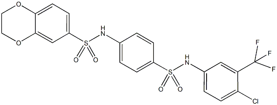 N-(4-{[4-chloro-3-(trifluoromethyl)anilino]sulfonyl}phenyl)-2,3-dihydro-1,4-benzodioxine-6-sulfonamide,497225-01-1,结构式