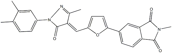 5-(5-{[1-(3,4-dimethylphenyl)-3-methyl-5-oxo-1,5-dihydro-4H-pyrazol-4-ylidene]methyl}-2-furyl)-2-methyl-1H-isoindole-1,3(2H)-dione Structure
