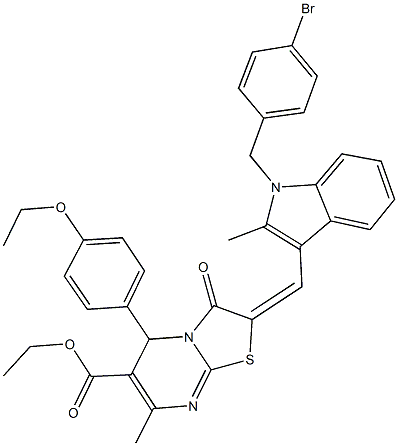 ethyl 2-{[1-(4-bromobenzyl)-2-methyl-1H-indol-3-yl]methylene}-5-(4-ethoxyphenyl)-7-methyl-3-oxo-2,3-dihydro-5H-[1,3]thiazolo[3,2-a]pyrimidine-6-carboxylate Structure