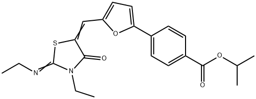 isopropyl 4-(5-{[3-ethyl-2-(ethylimino)-4-oxo-1,3-thiazolidin-5-ylidene]methyl}-2-furyl)benzoate Structure