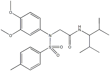 2-{3,4-dimethoxy[(4-methylphenyl)sulfonyl]anilino}-N-(1-isopropyl-2-methylpropyl)acetamide Struktur