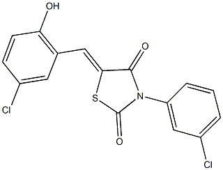 5-(5-chloro-2-hydroxybenzylidene)-3-(3-chlorophenyl)-1,3-thiazolidine-2,4-dione,497226-50-3,结构式