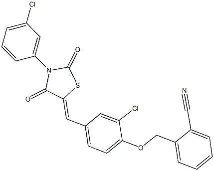 497226-52-5 2-[(2-chloro-4-{[3-(3-chlorophenyl)-2,4-dioxo-1,3-thiazolidin-5-ylidene]methyl}phenoxy)methyl]benzonitrile