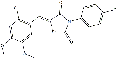 5-(2-chloro-4,5-dimethoxybenzylidene)-3-(4-chlorophenyl)-1,3-thiazolidine-2,4-dione 结构式