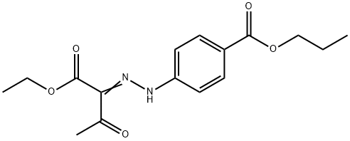 propyl 4-{2-[1-(ethoxycarbonyl)-2-oxopropylidene]hydrazino}benzoate Structure