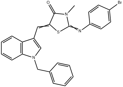 5-[(1-benzyl-1H-indol-3-yl)methylene]-2-[(4-bromophenyl)imino]-3-methyl-1,3-thiazolidin-4-one 结构式