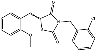 3-(2-chlorobenzyl)-5-(2-methoxybenzylidene)-1,3-thiazolidine-2,4-dione 化学構造式