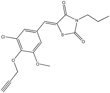 5-[3-chloro-5-methoxy-4-(2-propynyloxy)benzylidene]-3-propyl-1,3-thiazolidine-2,4-dione 结构式