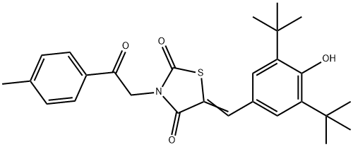 5-(3,5-ditert-butyl-4-hydroxybenzylidene)-3-[2-(4-methylphenyl)-2-oxoethyl]-1,3-thiazolidine-2,4-dione Structure