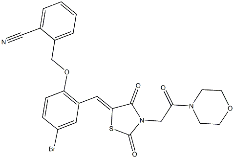 2-{[4-bromo-2-({3-[2-(4-morpholinyl)-2-oxoethyl]-2,4-dioxo-1,3-thiazolidin-5-ylidene}methyl)phenoxy]methyl}benzonitrile,497836-19-8,结构式